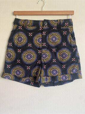 Maeve Anthropologie Medallion Print Shorts Size 0 Boho Navy Cotton Travel